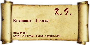 Kremmer Ilona névjegykártya